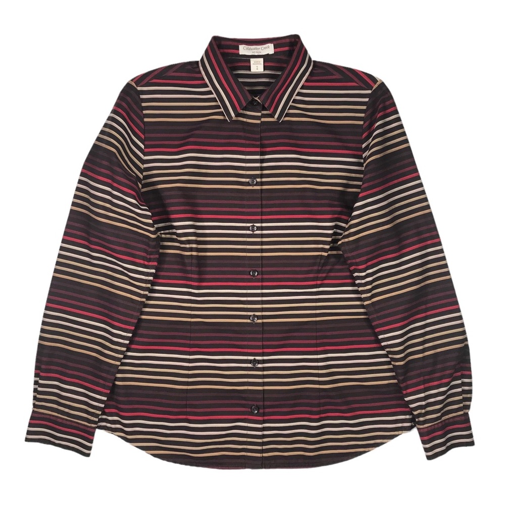 🎈SALE Coldwater Creek Classic Striped Blouse Size S No Iron Fitted Autumn Fall - Picture 15 of 15
